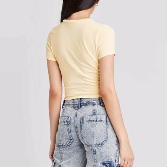 Rolling STONES NWT Cropped Logo Short Sleeve Band Tee Size Medium in Cream - Picture 4 of 12